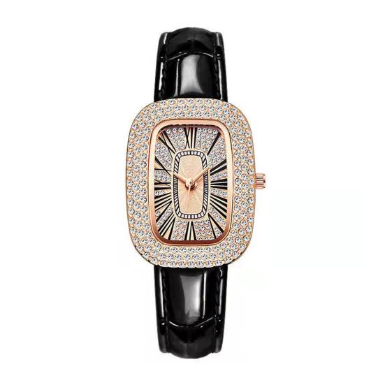 

Women Vintage Petite Bracelet Dainty Watch Small Square Analog Quartz Watch Luxury Ladies Adjustable Leather Strap Rhinestones Wristwatch чорний
