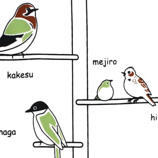 Some no Anbo Tenugui hand Traditionally Tokuoka Made in 35cm x 100cm (Japanese towel) "Bird Party" - dyed, 100% cotton, weave, Japan,