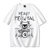 Men Tees Heavy Meowtal Cat Metal Music Gift Idea Funny Pet Owner T-Shirt Latest Printed Tops Shirt Cotton T Shirts for Boys Geek
