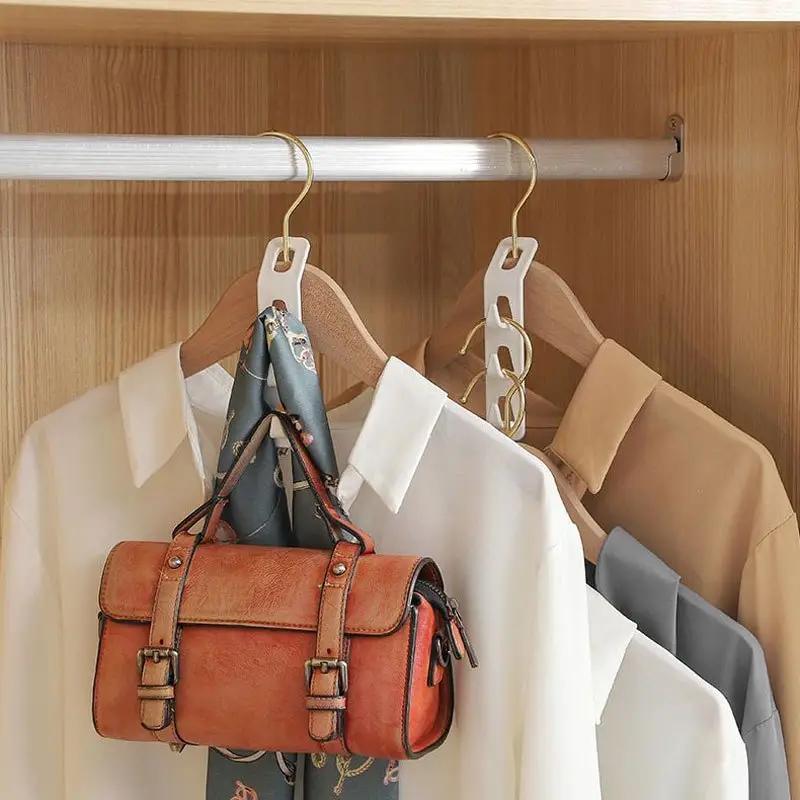 4Pcs/set  Plastics Hanger Connection Hook Stackable Space Saving Storage Multifunctional Hanging Clothes Rack
