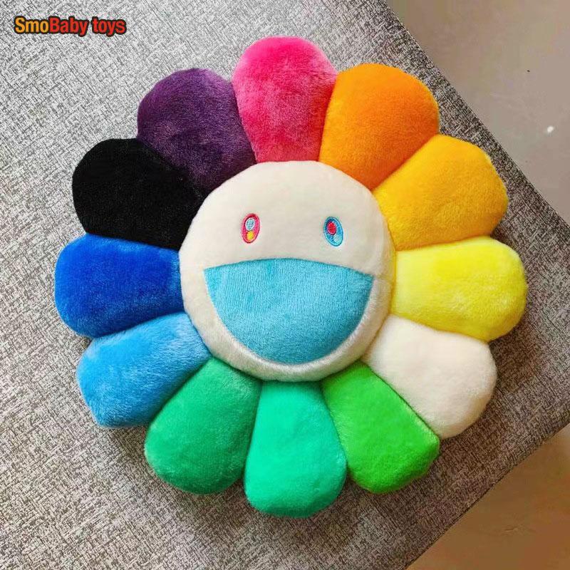 Rainbow Daisy Plush Pillow Sunflower Shaped Floor Game Mat Seat Cushion For Sofa Car Soft And Comfortable