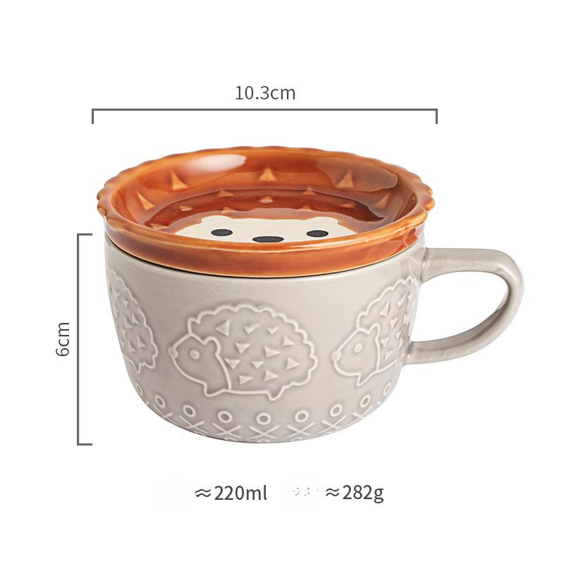 300ml Cute Ceramic Cat Coffee Mug with Lid,Kawaii Coffee Mugs or Tea Cups for Cat Lovers,Funny Novelty Cat Breakfast Mugs for Gift