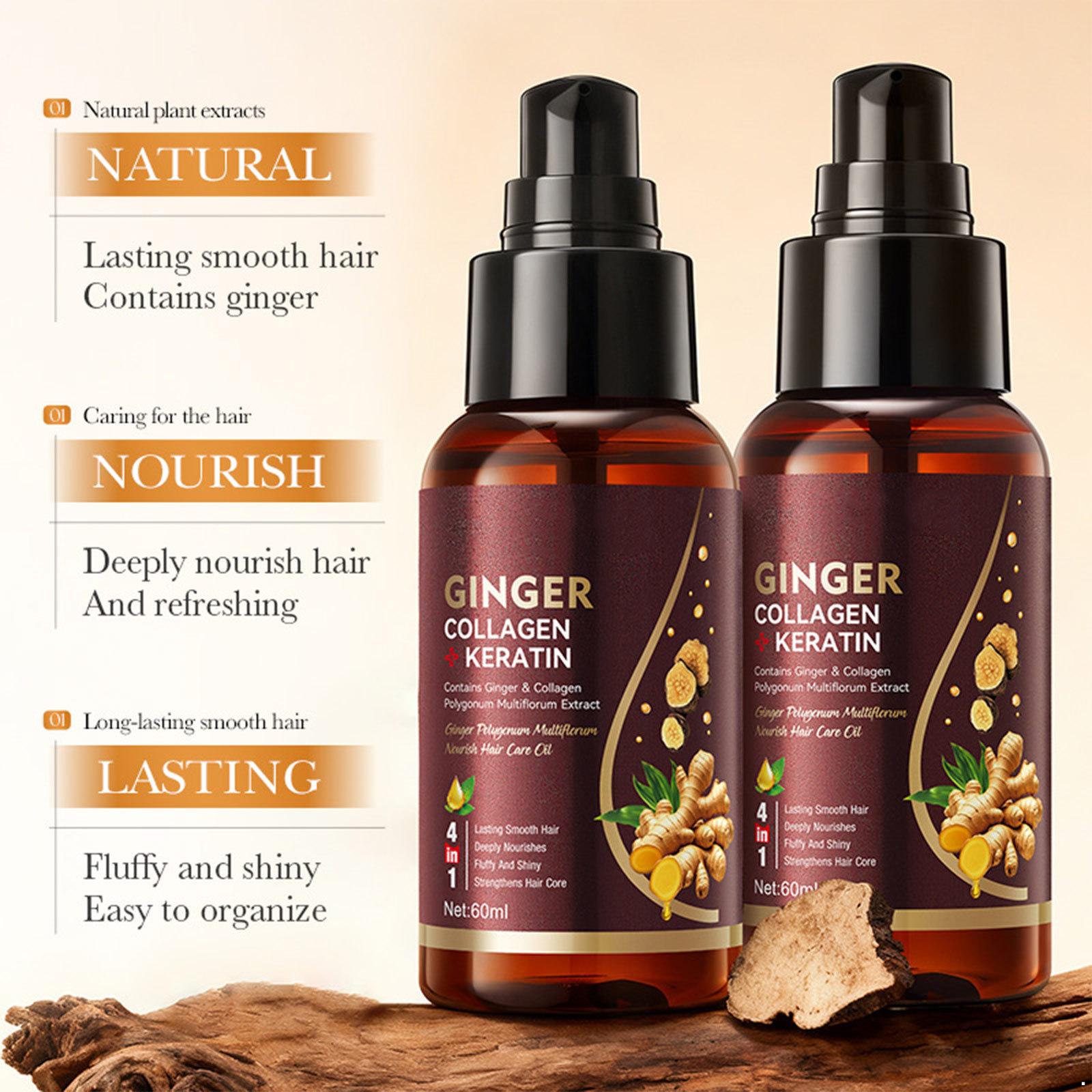 

1Pc 60ml Collagen Ginger Hair Care Oil – Helps Smooth Frizz, Strengthen Strands & Add Shine to Split Ends One Size