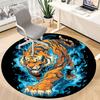 1PC Tiger Flames Office Round Area Rug,  Mat Suitable ForOffice, Under Office Chairs Bedroom Living Room Home Decor, Room Deco