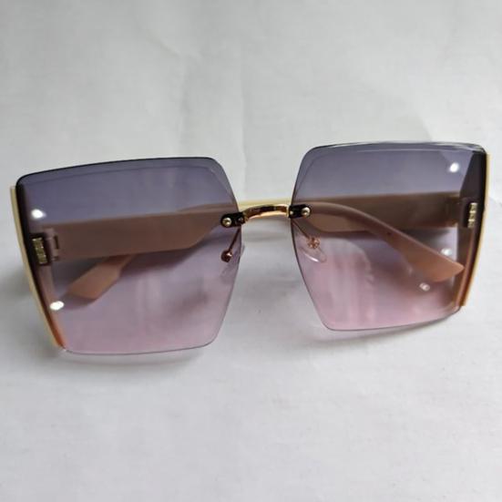 Women Sunglasses Rectangle Shape Frame Cool Style No Rim Smooth Anti-UV Block Sunlight Vacation Beach Spectacles Outdoor Eyewear