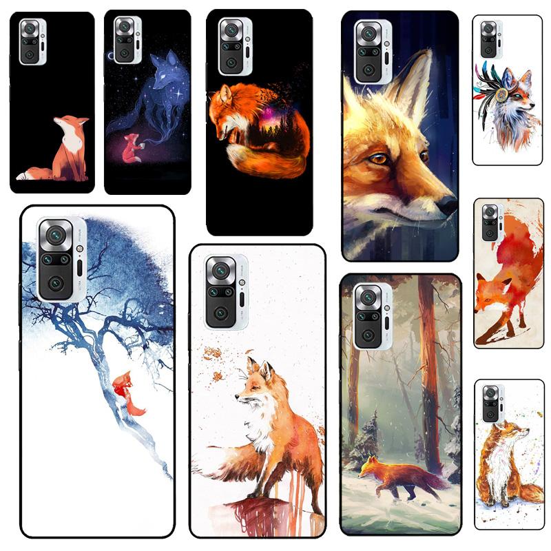 Watercolor Painting The Fox Case For Xiaomi Redmi Note 12 Pro 11 9 8 10 Pro 9S 10S 11S 12S Redmi 12C 9C 10A 10C Cover