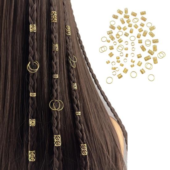 80Pcs Dreadlock Hair Accessories Open Design Easy To Wear Braided Hair Beads Rings