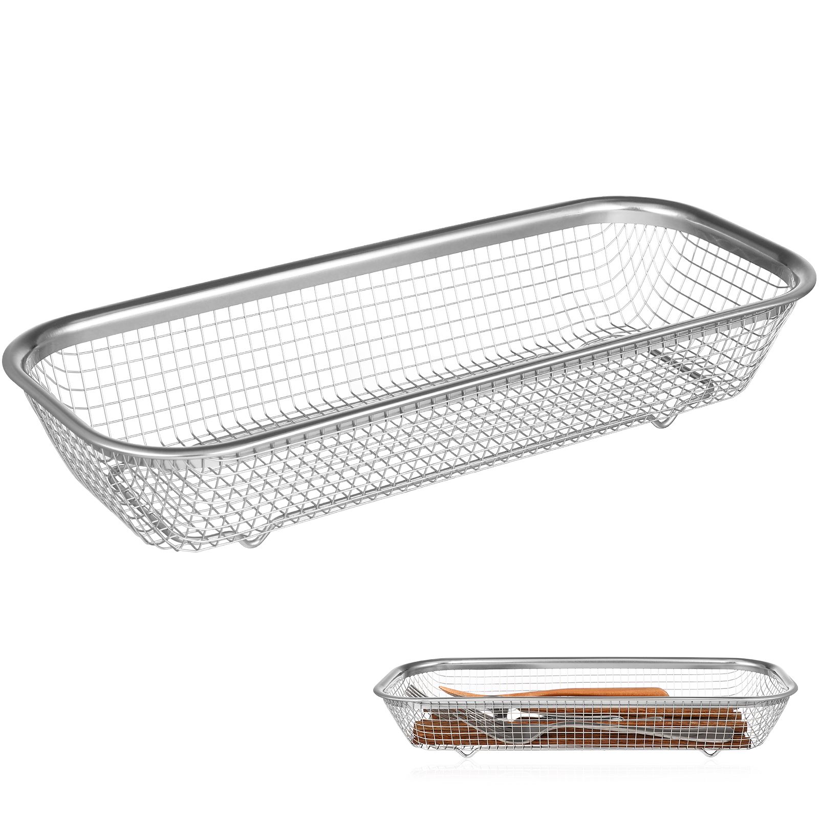 Stainless Steel Chopstick Rack Cabinet Utensil Container Mesh Silverware Holder Cutlery ganizer Dishwasher Basket 32X12.5CM