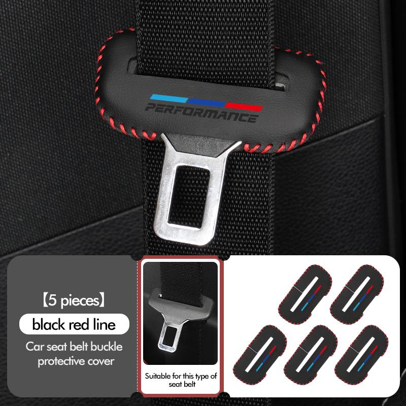 For BMW 1/2pcs Car Seat Belt Buckle Cover Leather Protector Anti-collision Case Accessories Performance E91 X5 E70 F11 E30 F31 E1