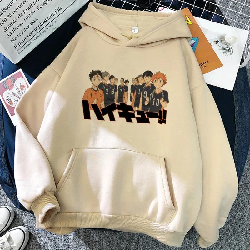 Lata 90. Japońskie Anime Haikyuu Bluzy Kobiety Zabawny Graficzny Streetwear Zimowy Ciepły Moda Męskie Bluzy Unisex