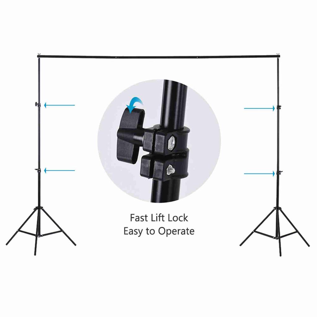 200 * 200cm 78 * 78inches Aluminium Alloy Adjustable Photography Studio Background Backdrop Stand Support System Kit