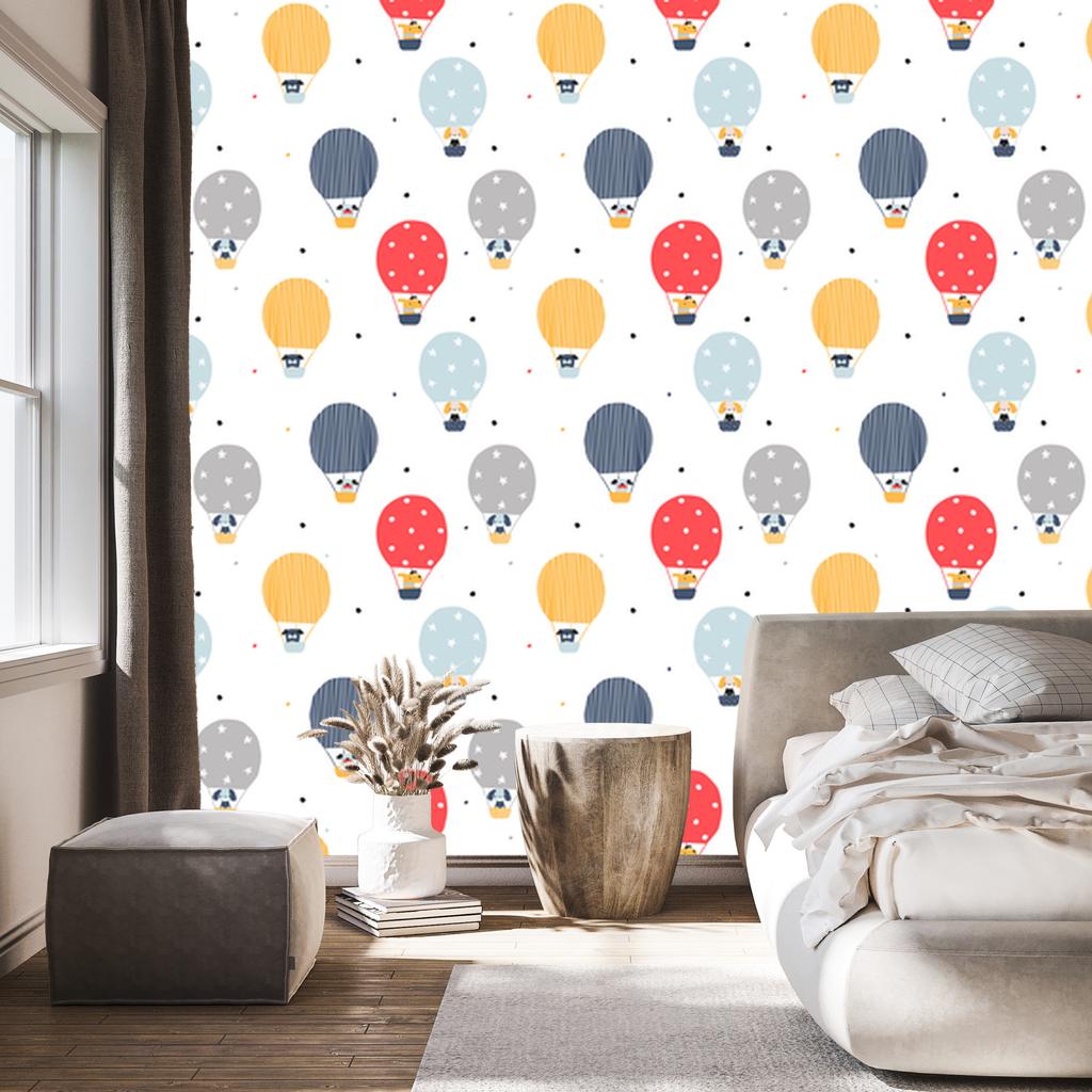 Dogs with Balloons Wallpaper for Living Room and Bedroom 50x1000