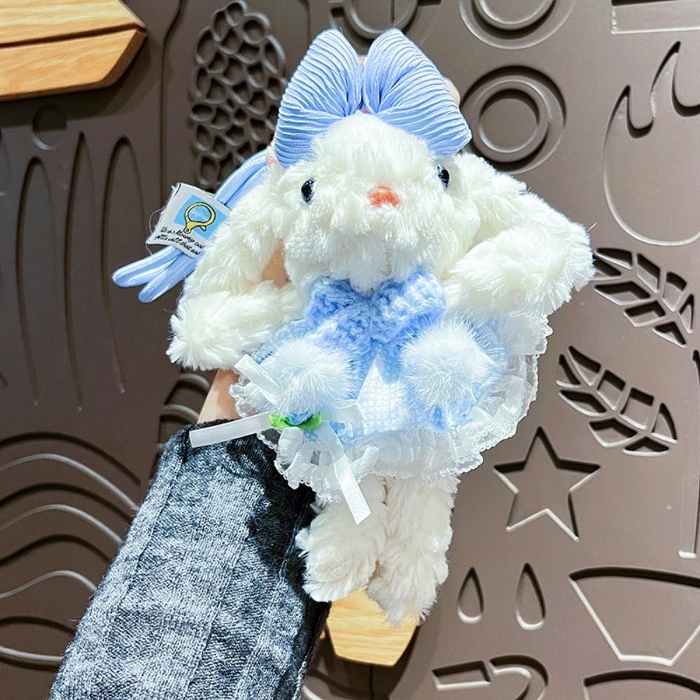 Cute Cartoon Plush Doll Pendant Fluffy Animal Dressing Rabbit Keychain Soft Plush Toy Stuffed Plush Rope Buckle Doll Accessories