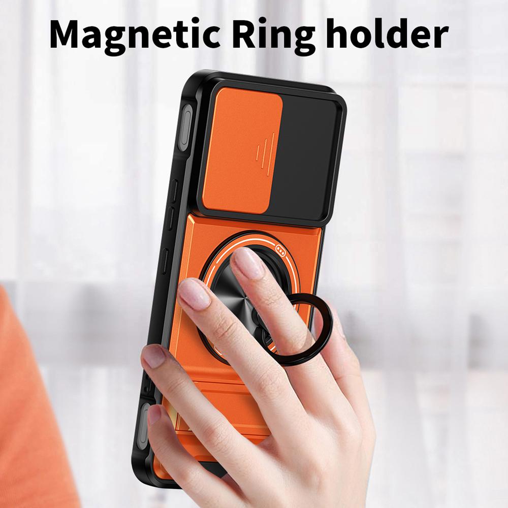 KEYSION Magnetic Phone Case for Infinix GT 30 30 Pro 5G Slide Camera Protection Upright Kickstand 360 Ring Shockproof Back Cover