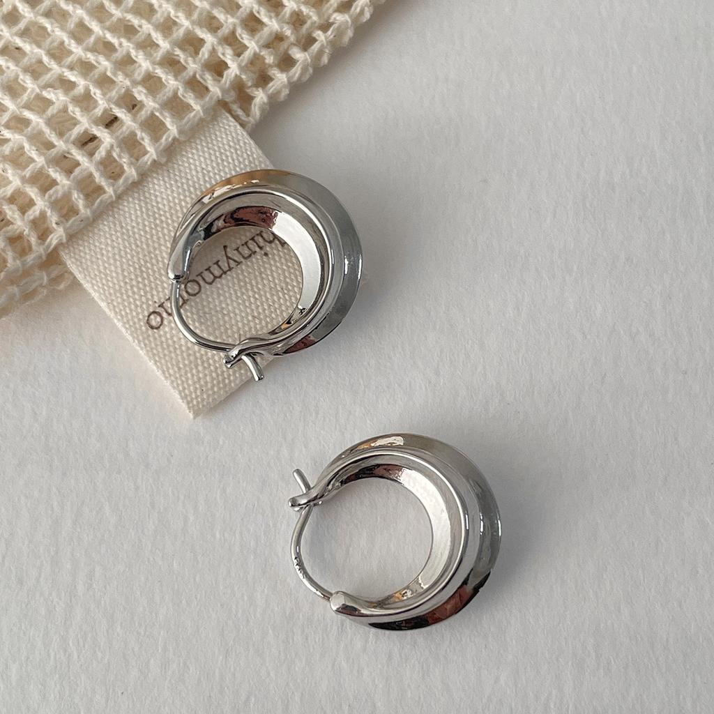 925 silver needle plain ring earrings women's retro high-end earrings exquisite niche cold new ear jewelry