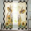 American Country Style Sunflower Cow Sheer Curtains for Living Room Modern Voile Curtain Bedroom Tulle Curtains Window Drapes