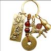Chinese Style Lotus Buddha Hand Twelve Zodiac Brass Gourd Car Keychain Metal Pendant Couple Car Key Chain New Year Gift