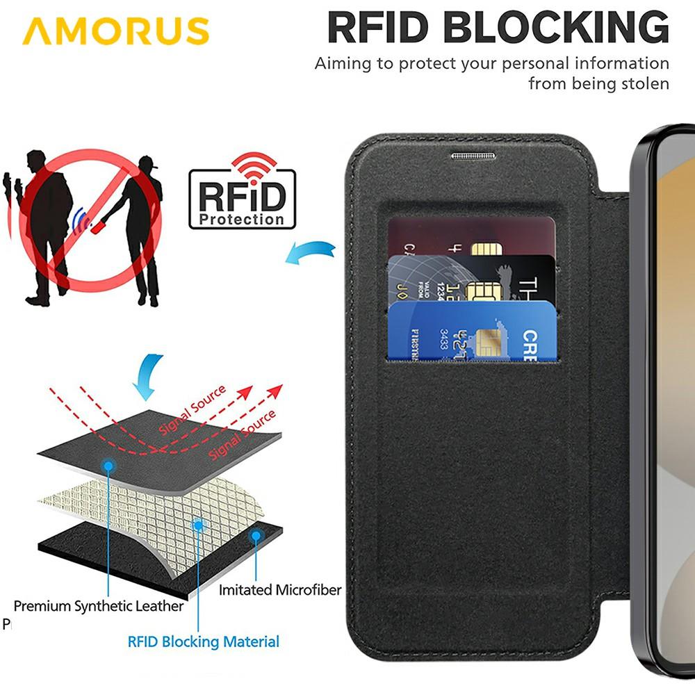 For Samsung Galaxy S24 FE Case Compatible with MagSafe RFID Blocking Card Holder Leather Phone Cover