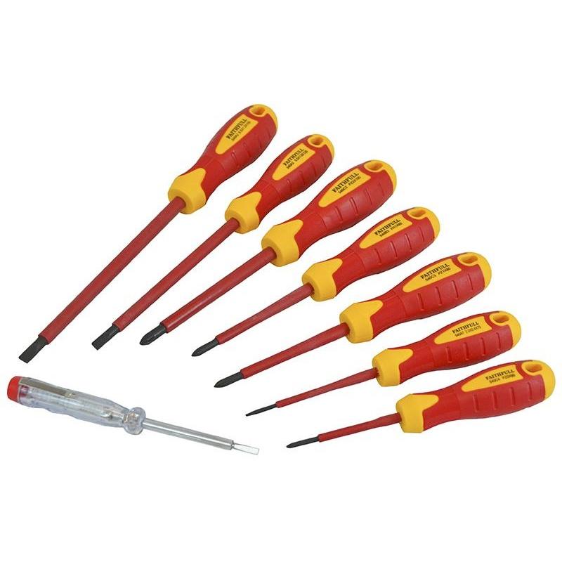 Faithfull Vde Soft Grip Screwdriver Set (case), 8 Piece
