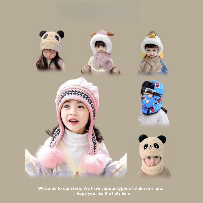 Baby Winter Hat Knitted Beanie with Ear Flaps Warm Windproof Stocking Cap for Newborn Infant Boys & Girls Korean Style Cute Kids Cap