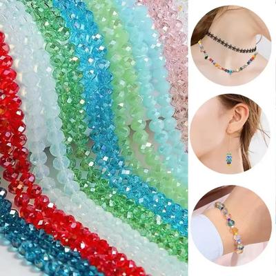 50pcs Crystal Rondel Faceted Glass Beads For Jewelry Making DIY Female Bracelet Necklace Jewelry Accessories 4*6mm