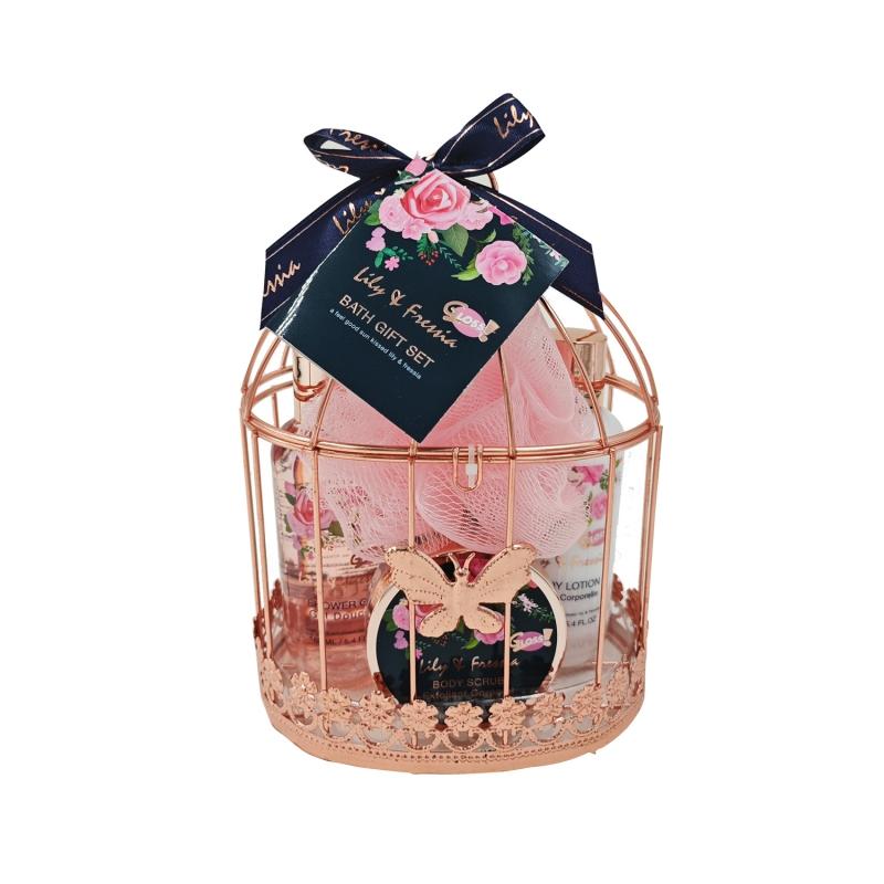 Coffret de bain cage au parfum délicat de pivoine - 5pcs
