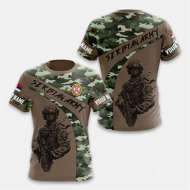 Tričko Serbir pro muže Trend Nové topy s krátkým rukávem do O Neck Trička s potiskem vlajky Serbir Trička Street Oversized Volné oblečení Trička