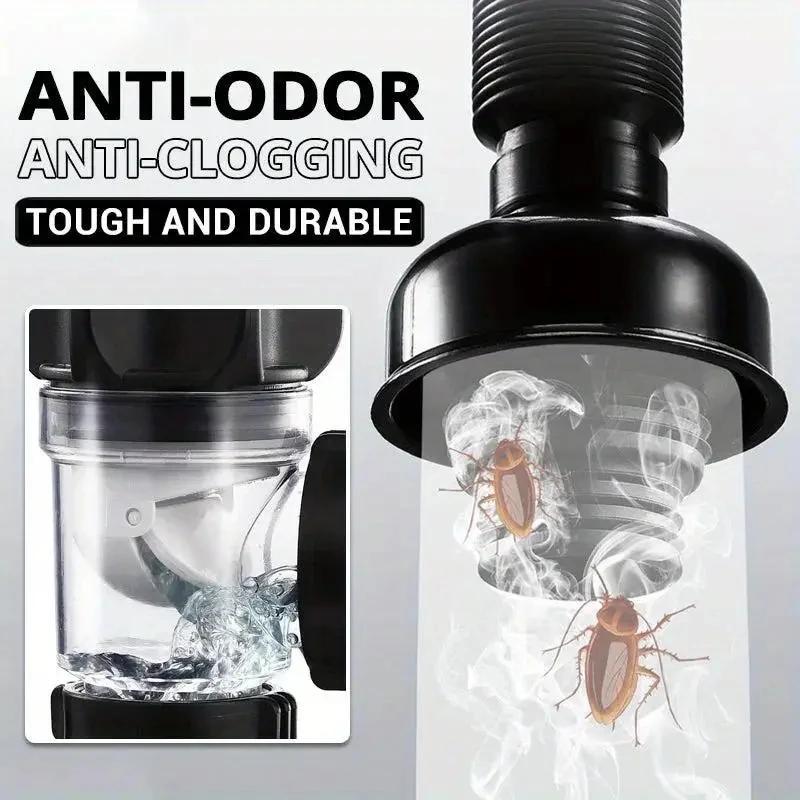 Flip Top Anti-Odor Drain Pipe Set Kitchen Sink Drain Retractable Deodorizing Filter Flexible Downspout Bathroom Anti Clogging