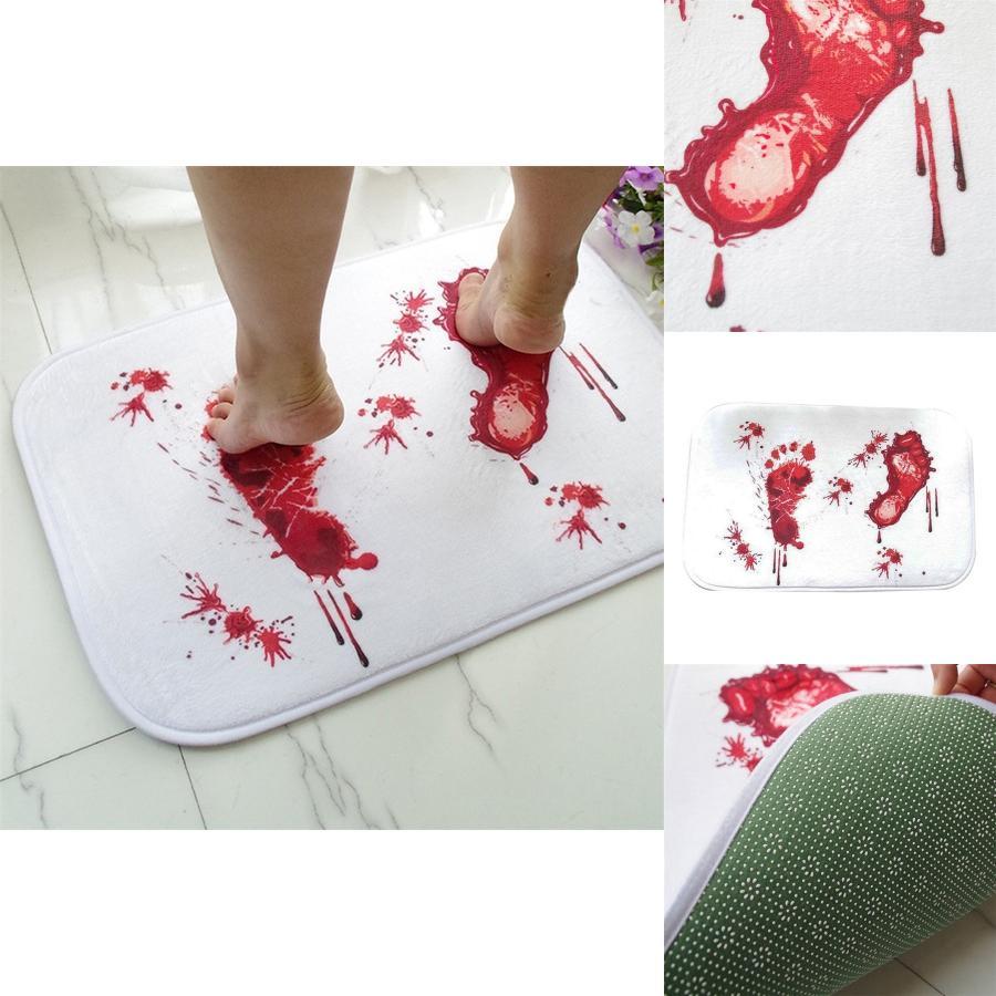 Bathmat Blood Scare Your Friends Bloody Footprint Bath Bathroom Mat Nonslip Bathroom