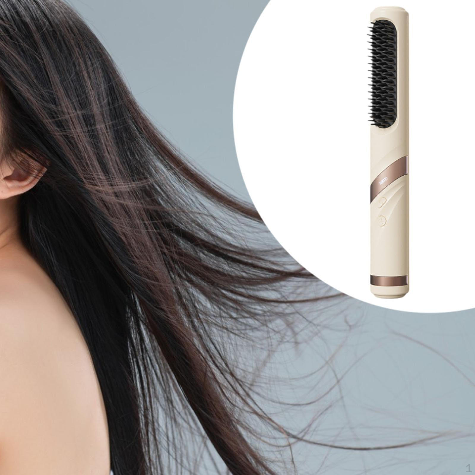 

Беспроводной выпрямитель для волос, щетка, инструмент для укладки, зарядка через USB, электрическая расческа жёлтый