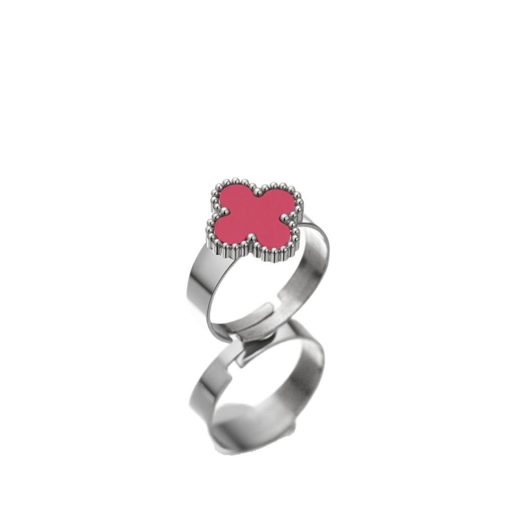 Lucky Four-leaf Clover Ring - Titanium Steel Adjustable Non-tarnish Ring