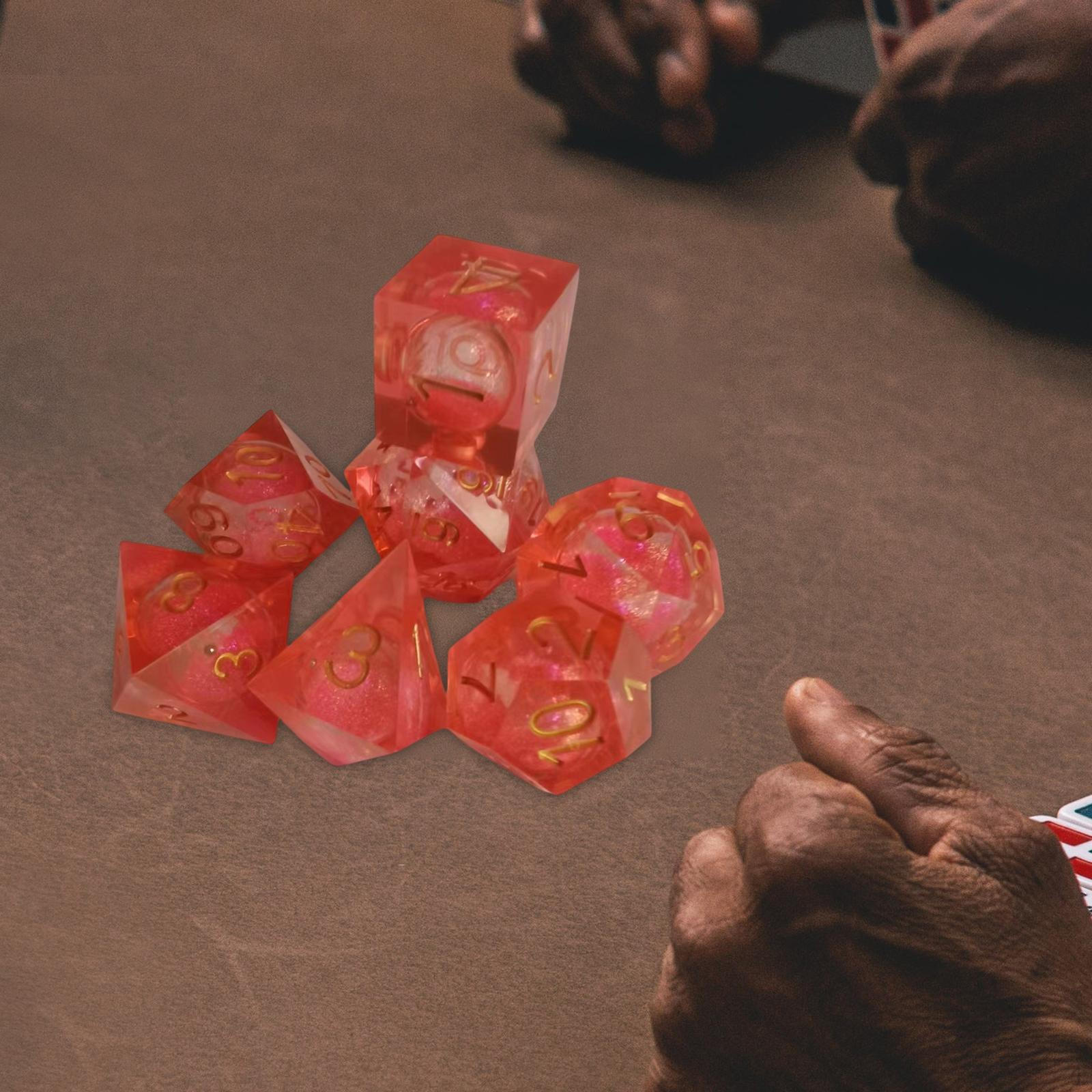 7Pcs Polyhedral Dices Dice Set, Novelty Portable D20 D12 D10 D8 D6 D4 , Resin Multi Sided Game