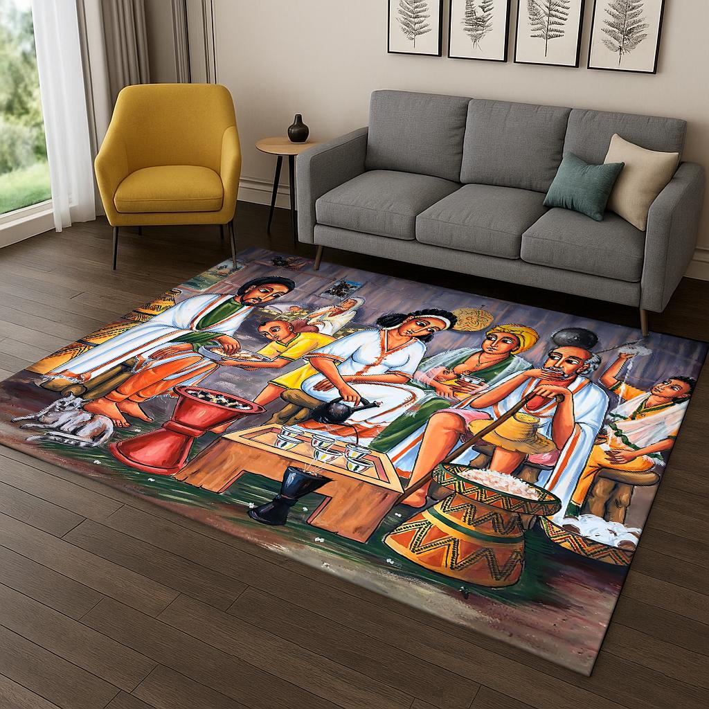 

Ковер в африканском эфиопском стиле для дома, спальни, гостиной, дивана, придверный коврик, декор, детский ковер для игр, нескользящий напольный коврик 40x60cm