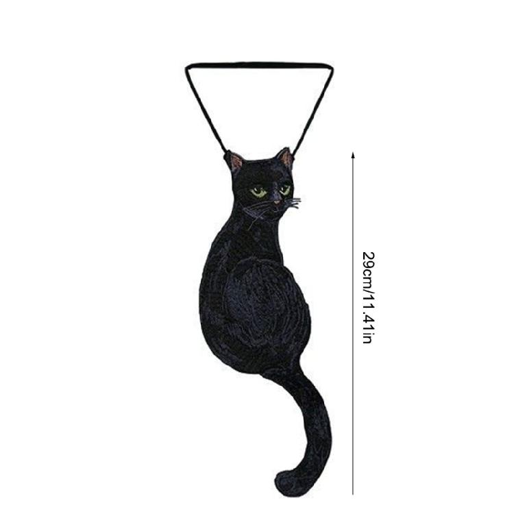 Unique Black Cats Embroidery Appliques Neck Tie Vintage Adjustable Pre Tied Necktie For Parties Event or Everyday Outfit