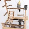Pepper Wood Parrot Stand,Bird Training Station with Climbing Net,Suspension Bridge Swing for Parrots,Interactive Climbing Ladder