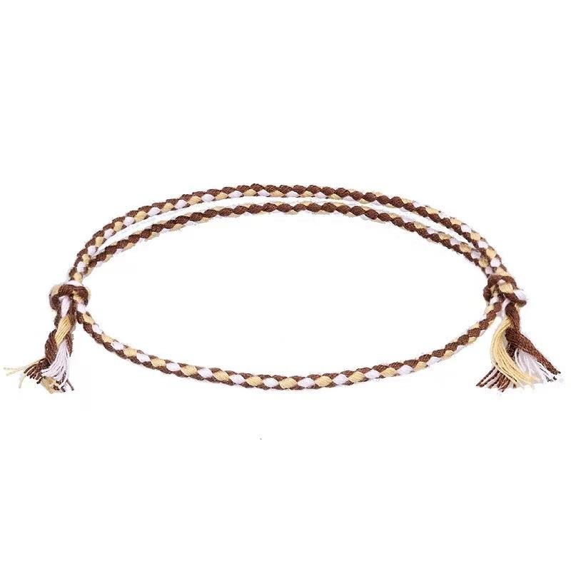 Boho Four Strand Color Handmade Waterproof Woven Thread Wrap Bracelet Simple Rope Knot Bracelet Friendship Bracelets