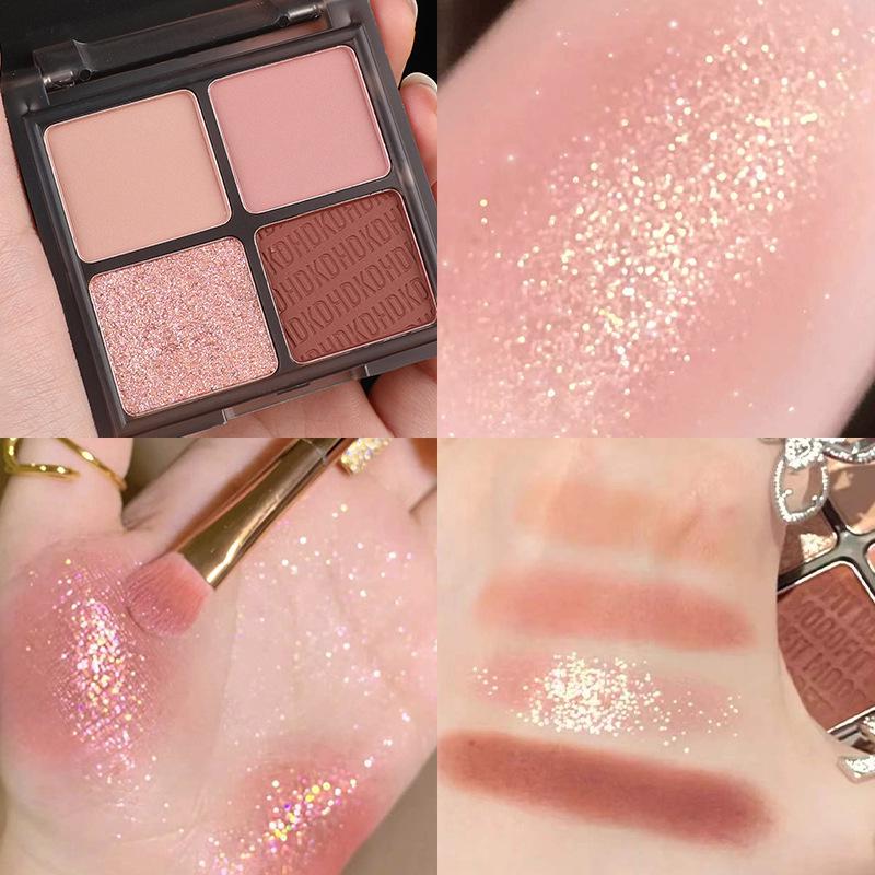 HDKD Four-Color Eyeshadow Palette: Pearlescent Matte, Trendy for Beginners.