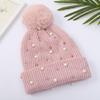 Solid Color Pearl Pompom Wool Hat Knitted Hat Beanie Hat Thicken Stretchable