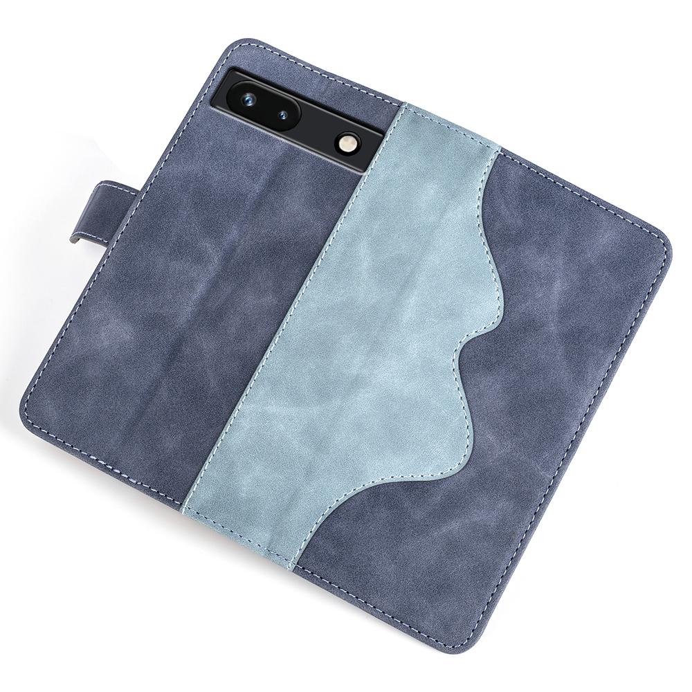 For Google Pixel 7a Leather Wallet Shockproof Phone Cover Dual Color Splicing Flip Stand Case