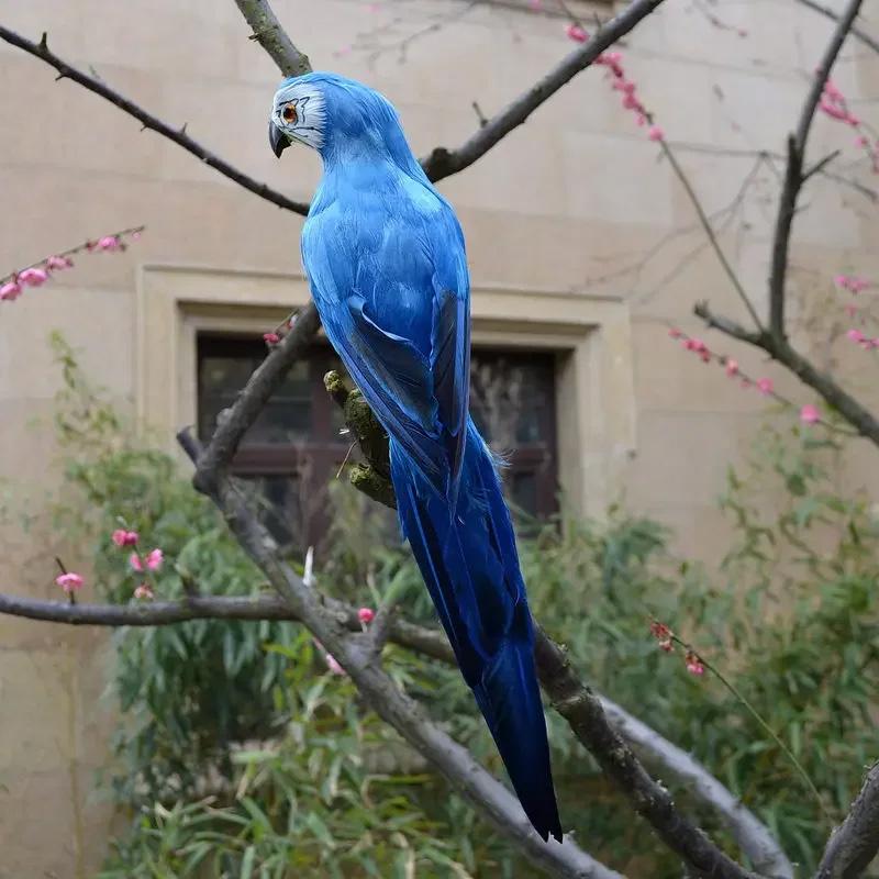 1Pc Animal Bird DIY Feather Creative Lawn Figurine Ornament Handmade Garden Prop Decoration Simulation Parrot 25/35cm