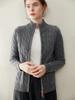Women's Luxury Heavy-Duty Cable Knit Cashmere Cardigan, High Neck, Double Zipper, Loose Fit, Slimming, Thick Sweater Coat