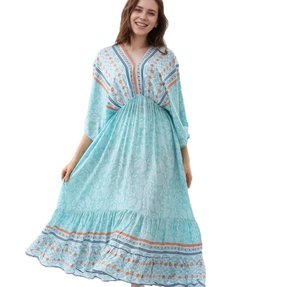 Printed Dress Loose A Pendulum Dress Beach Blouse Holiday Dress
