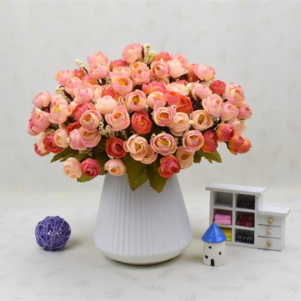 Branch 18-Flower Pretty Simulate Camellia Bouquet Artificial Flower Wedding Home Office Decoration