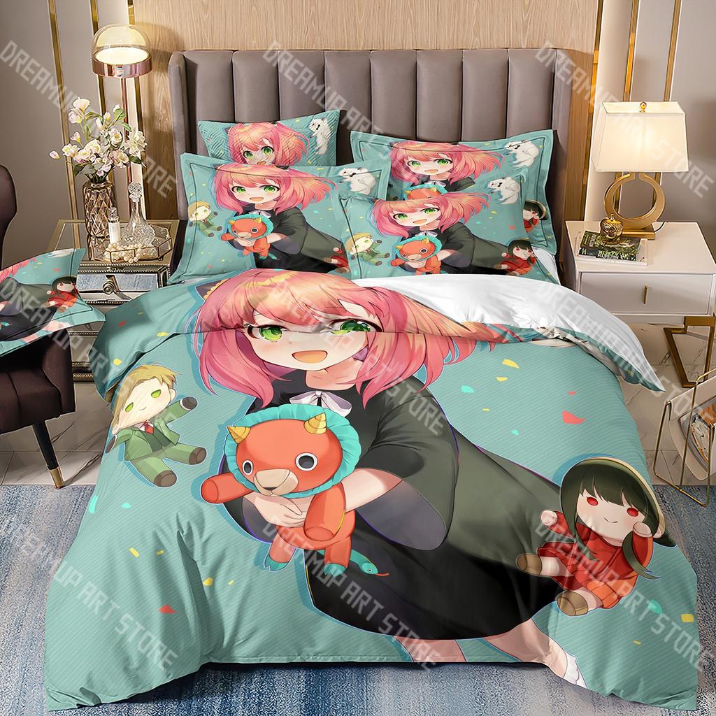 Fashion S-SPY Anya FAMILY Anime Bedding Set Single Twin Full Queen King Size Bed Set Kids Bedroom Duvetcover Sets Bed Sheet Set