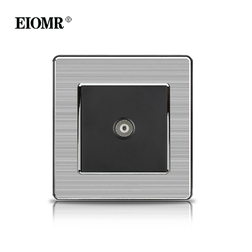 EIOMR 16A Black EU Standard Wall Sockets and Switches Stainless Steel Panel with Children Protective Door with USB Power Outlet