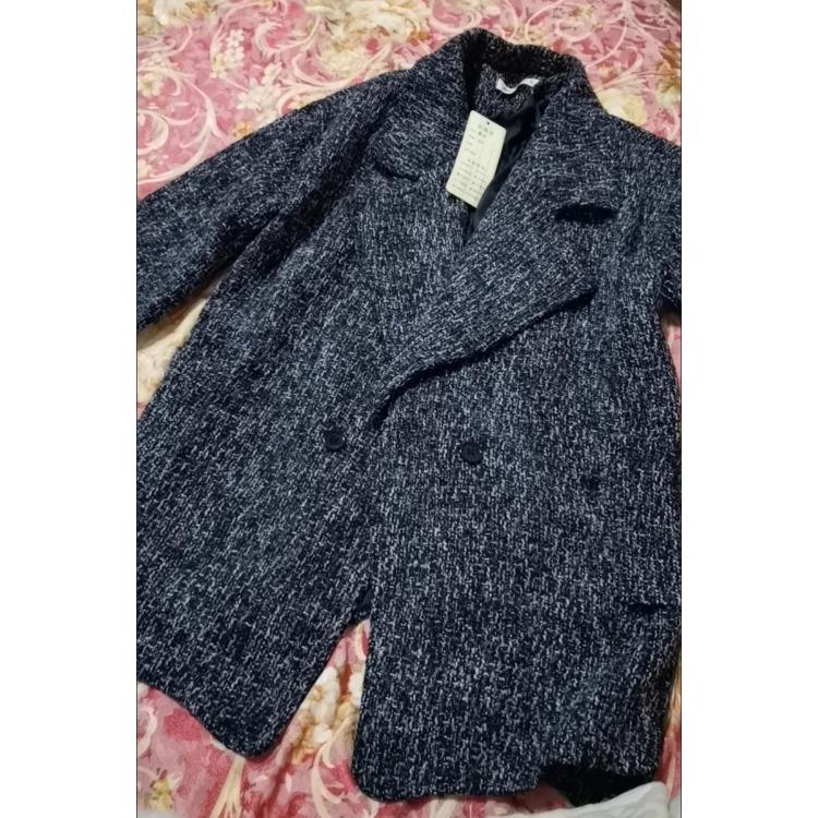 Fashionable Hong Kong Style Woolen Coat for Autumn and Winter, Loose-Fitting with Suit Collar Knitted Overcoat