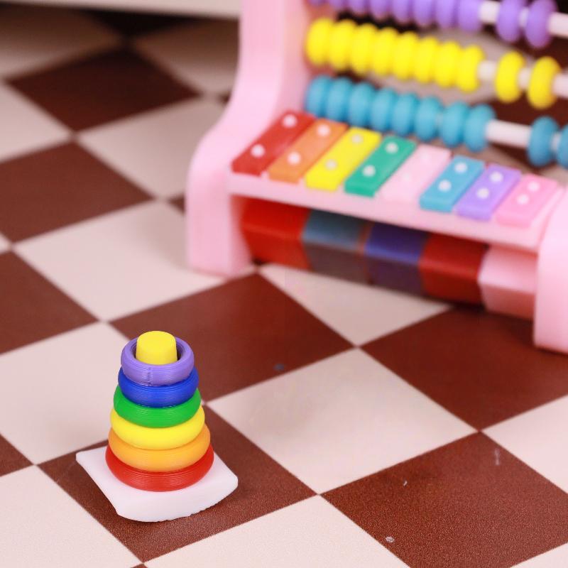 2 Sets Dollhouse Early Learning Rainbow Stacking Toys Puzzle Development Intelligence Rainbow Tower Baby Toy Gift Stack Ring
