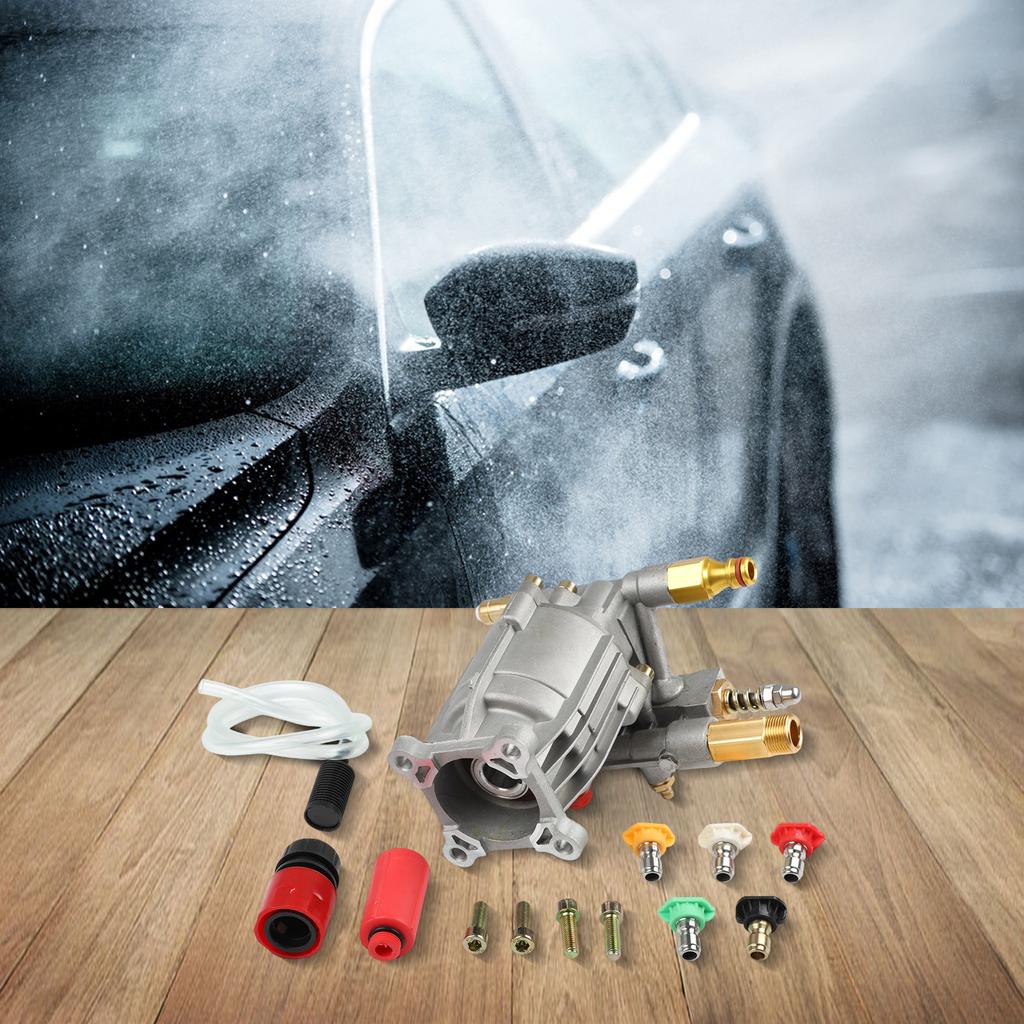 3/4 tums axel Horisontell högtryckstvättpump 2400-2750 PSI Vid 2,2-2,4 GPM GPM Plåtpump Rengöringskraftverktyg Tillbehör