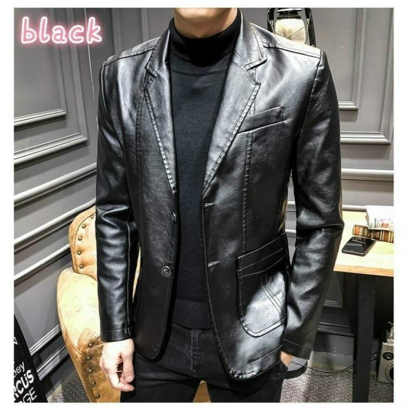slim pu leather jacket