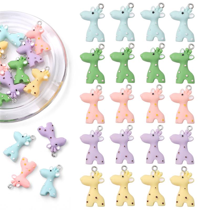 

6шт Жираф Очарование Красочный кулон для серьги Брелок Ювелирный аксессуар DIY Изготовление